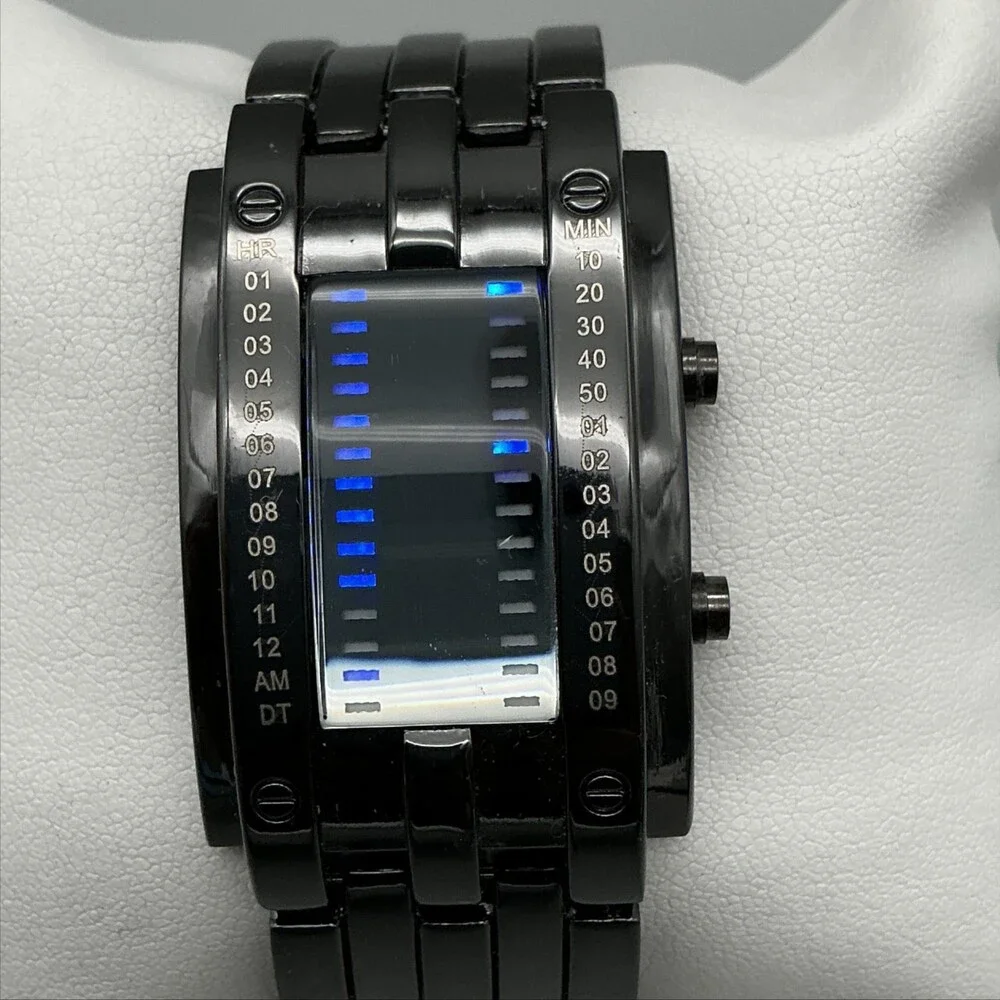 SKMEI 0926 Binary Watch Black Blue LED Mens 31mm LED Display 8